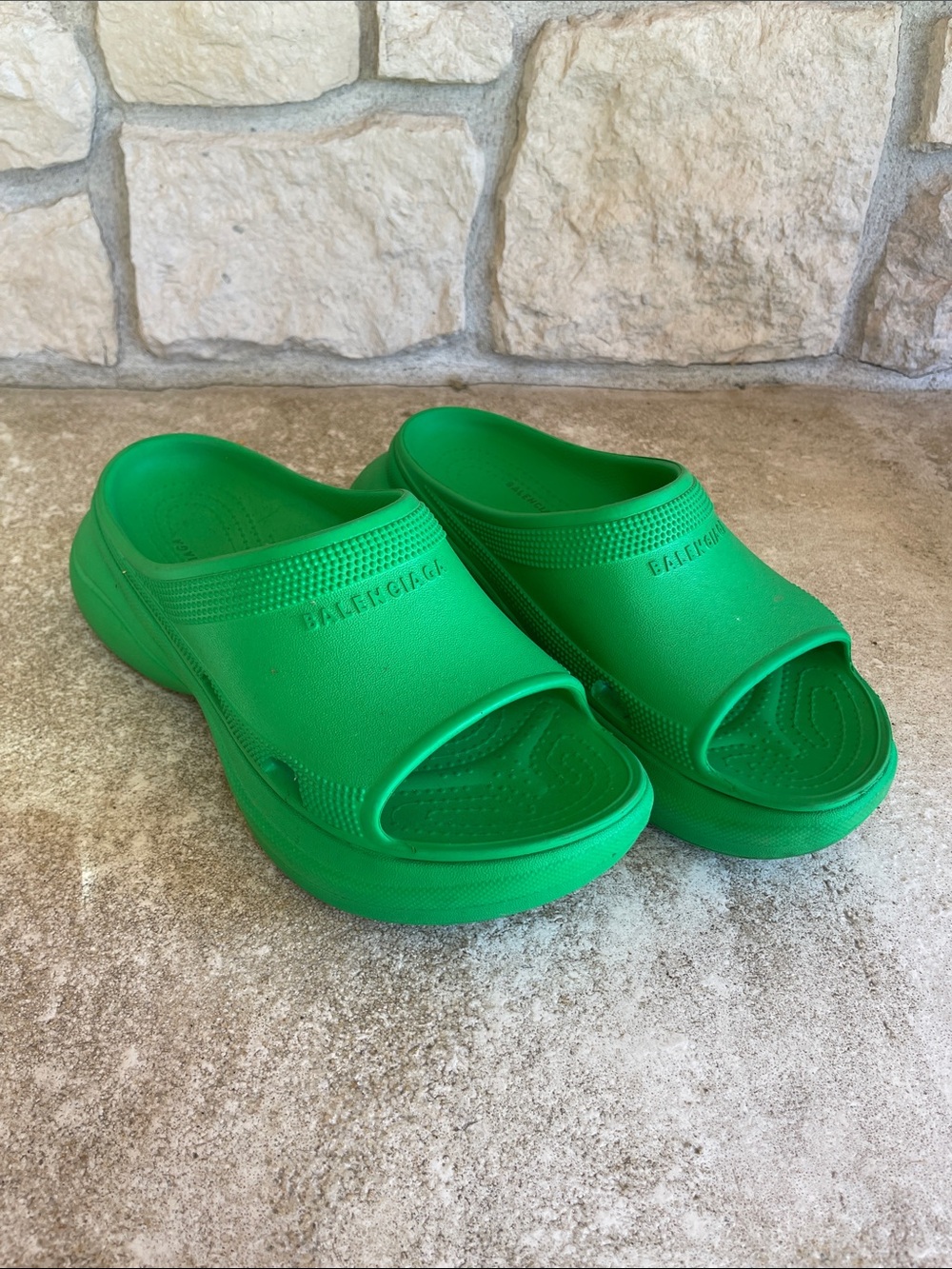 Balenciaga Crocs Bright Green Slip-On Slide Sandals